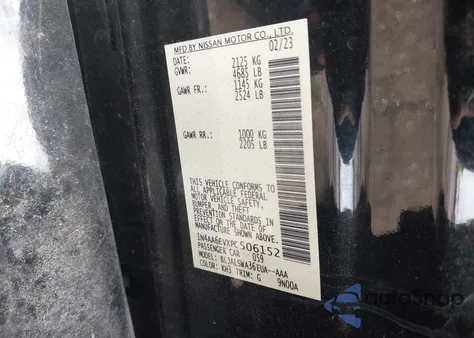 2023 Nissan Maxima Sr Xtronic Cvt z USA, uszkodzony, nr VIN 1N4AA6EVXPC506152